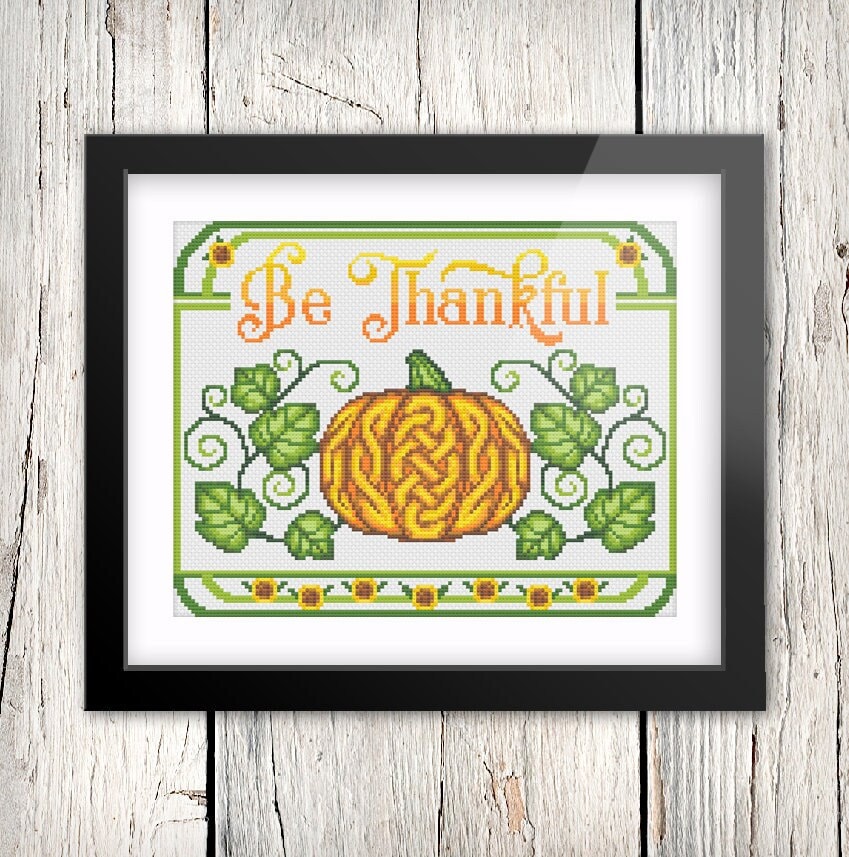 Celtic Cross Stitch Pattern, Pumpkin and Knots (digital PDF