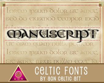 CELTIC FONT - Aon Manuscript Black | INVITATIONS - Opentype - Wedding - Stationary - Knot - Irish - Lettering - Calligraphy - Type - Uncial
