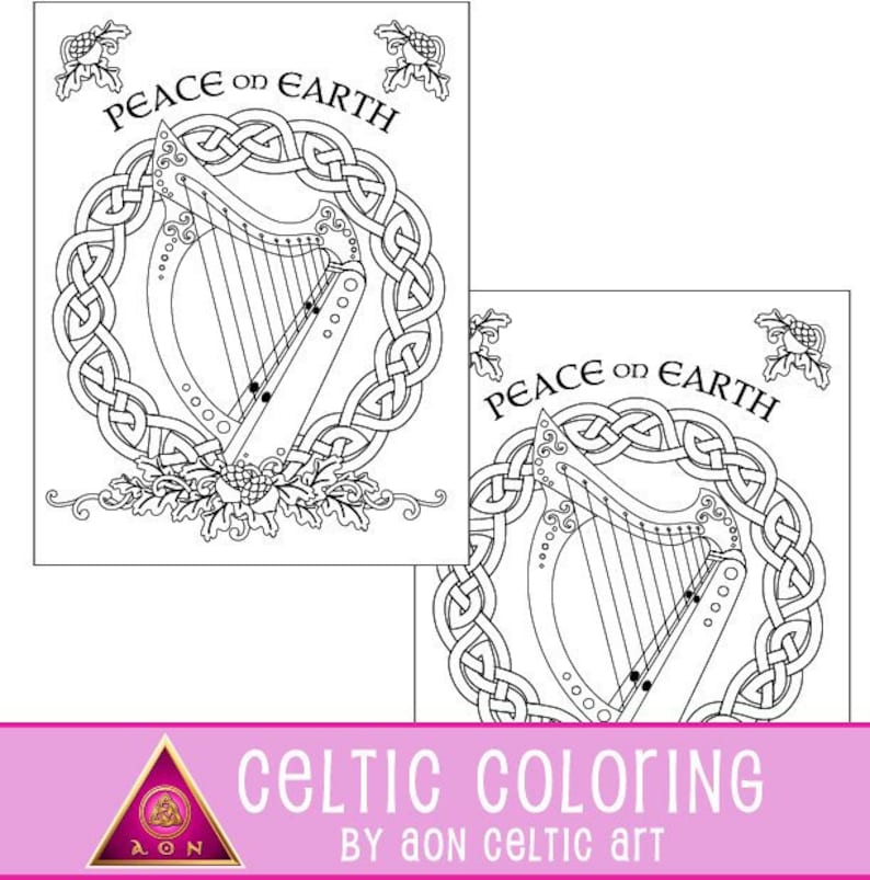 coloring card Celtic Pax Noel