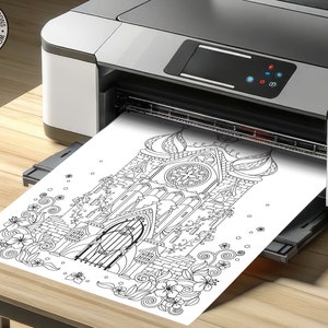 a printer with a picture of a castle on it