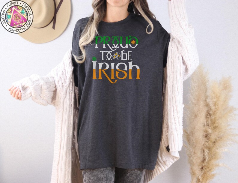 Shamrock Print Shirt, Traditional Irish Colors | Bella Canvas 3001 | Unisex Cotton Tee | St Patricks Day image 2