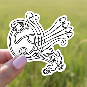 Celtic Eagle Sticker: Neon Feather Art with Scrollwork