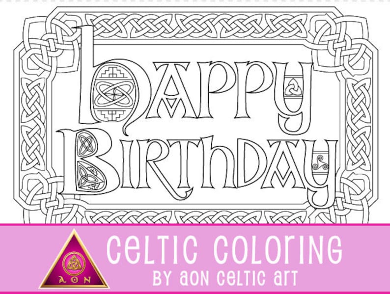 CELTIC Greeting CARD Knot Border Happy Birthday Cards to - Etsy