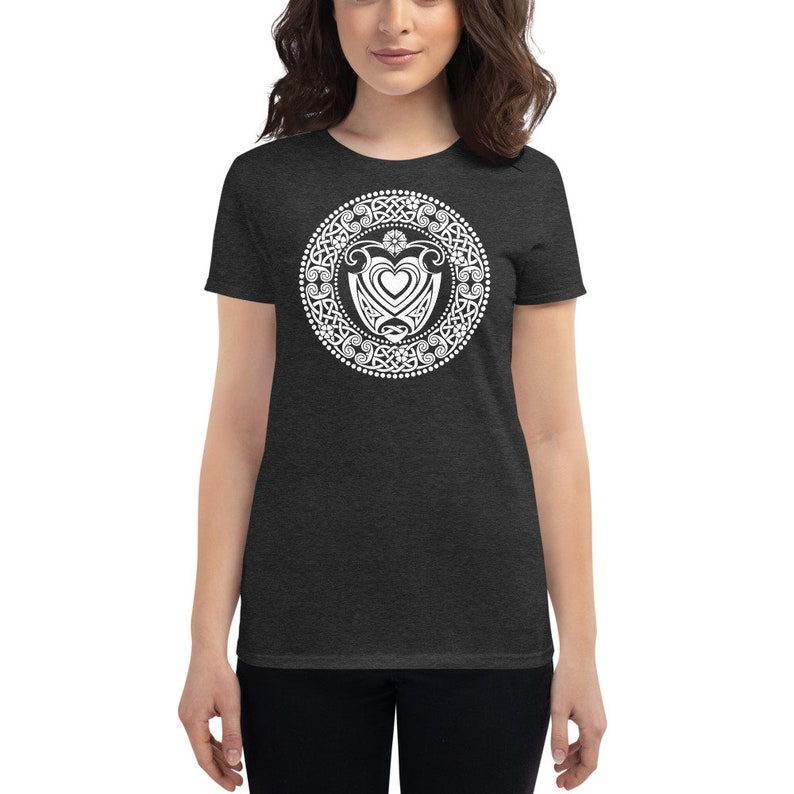 CELTIC KNOT Daisy and Hearts Ladies Fitted T-Shirt image 2