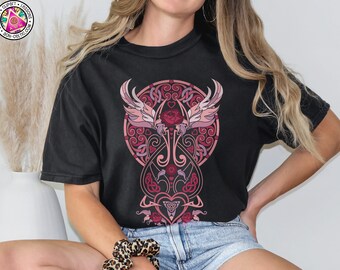 Celtic Winged Hearts | Tattoo Art Shirt - Comfort Colors Cotton Tee, Modern Festival Fit