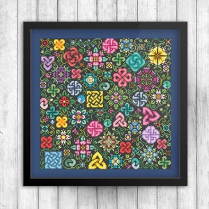 CELTIC Cross-Stitch Pattern - Doodle Stitches - Summer | Irish - Chart - Embroidery - Knots - Xstitch - Clip Art - PDF - Summer - Flowers