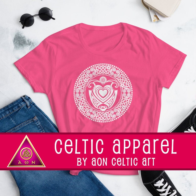 CELTIC KNOT Daisy and Hearts Ladies Fitted T-Shirt image 1