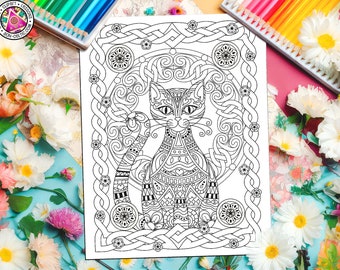 CELTIC Cat - 'Celtic Cat', Carefree Coloring Page