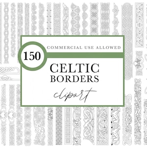 Celtic Armband, Knotwork Borders | Hound Dragon Bird | Black White PNG | Transparent Backgrounds | 300 Dpi