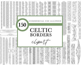 Celtic Armband, Knotwork Borders | Hound Dragon Bird | Black White PNG | Transparent Backgrounds | 300 Dpi