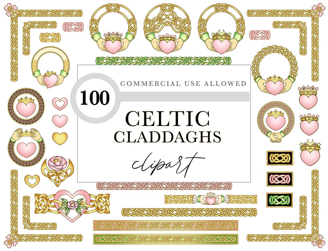 Celtic Claddagh Clipart Pack: Wedding Invitations, Knotwork Designs ...