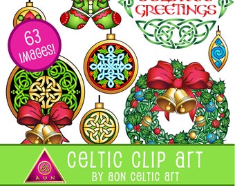 CELTIC Clipart Theme Pack - Christmas 1 - | INVITATIONS - Gifts - Love - Stationary - Holiday - Knot - Irish - Clip Art - Crafts - Journal