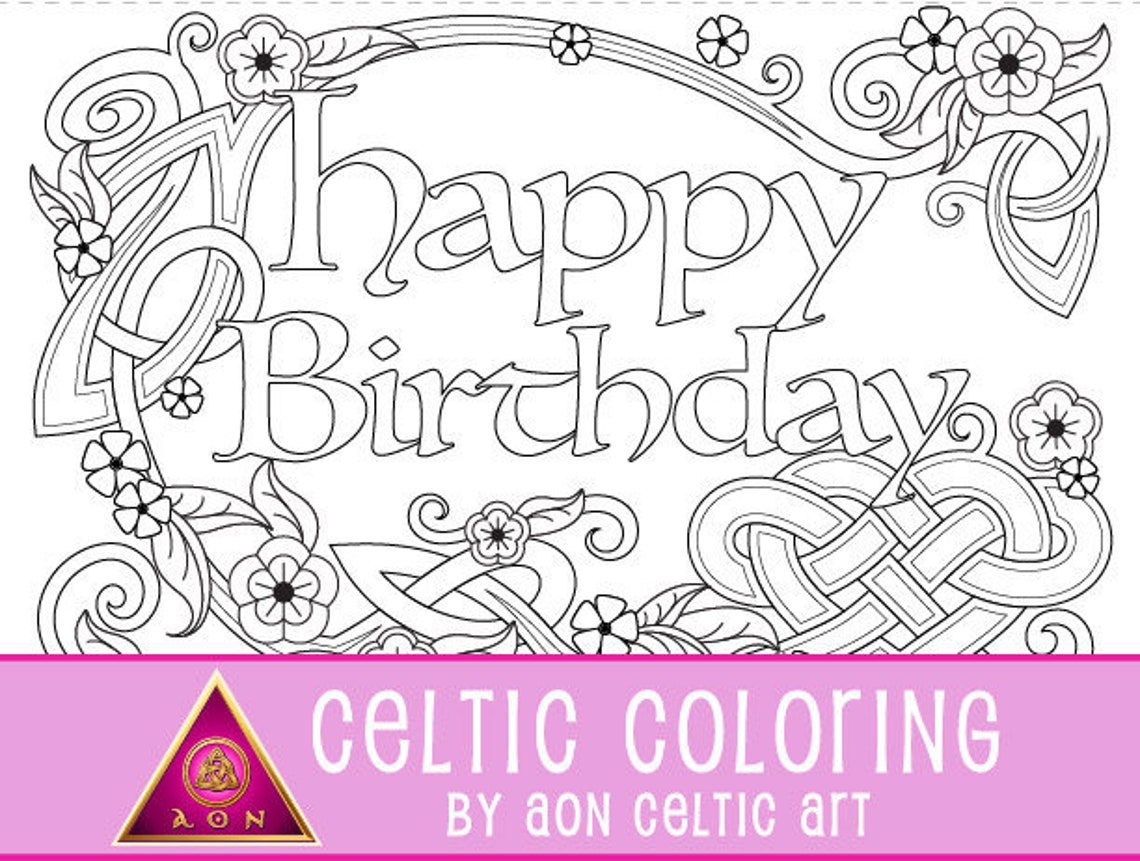 CELTIC Greeting CARD Heart Flourish Happy Birthday Cards to Etsy