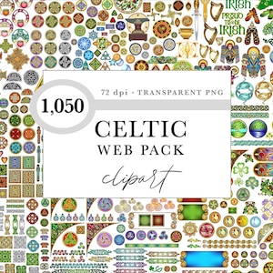 CELTIC CLIPART Bundle - 1.050 Web Clipart Bilder | Irisch - Kelten - Kleeblatt - Knoten - Spirale - Website - Drache - Clip Art - Kreuz - Farbe