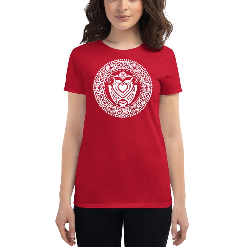 CELTIC KNOT Daisy and Hearts Ladies Fitted T-Shirt image 3