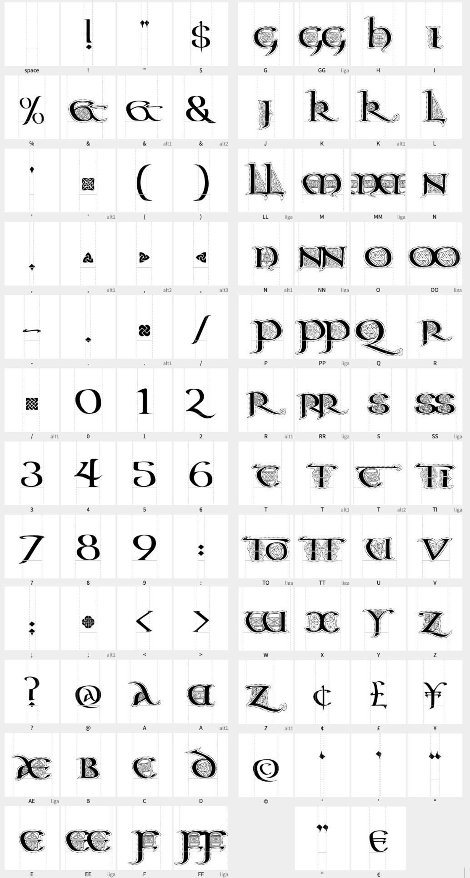Celtic Manuscript Font - Typable Letters With Decorative Knotwork - Etsy