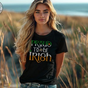 Shamrock Print Shirt, Traditional Irish Colors | Bella Canvas 3001 | Unisex Cotton Tee | St Patricks Day image 3