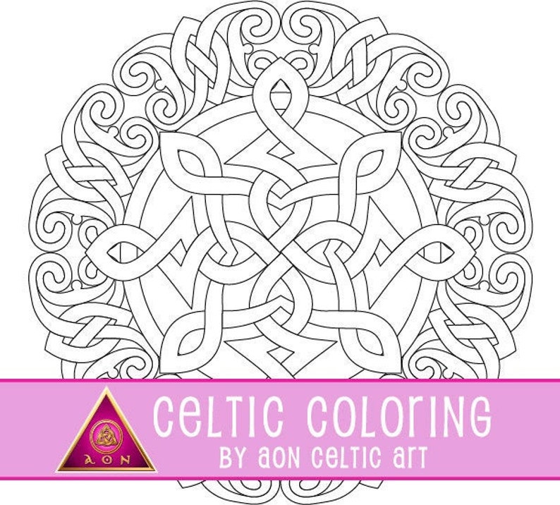 CELTIC COLORING Page Star Fire Irish Colouring Dragons | Etsy