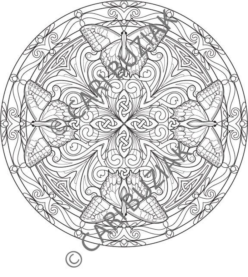 CELTIC COLORING Page Butterfly Mandala 1 Irish Colouring | Etsy