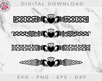 Claddagh Border Clipart: Celtic Love Symbols (SVG Digital Download)
