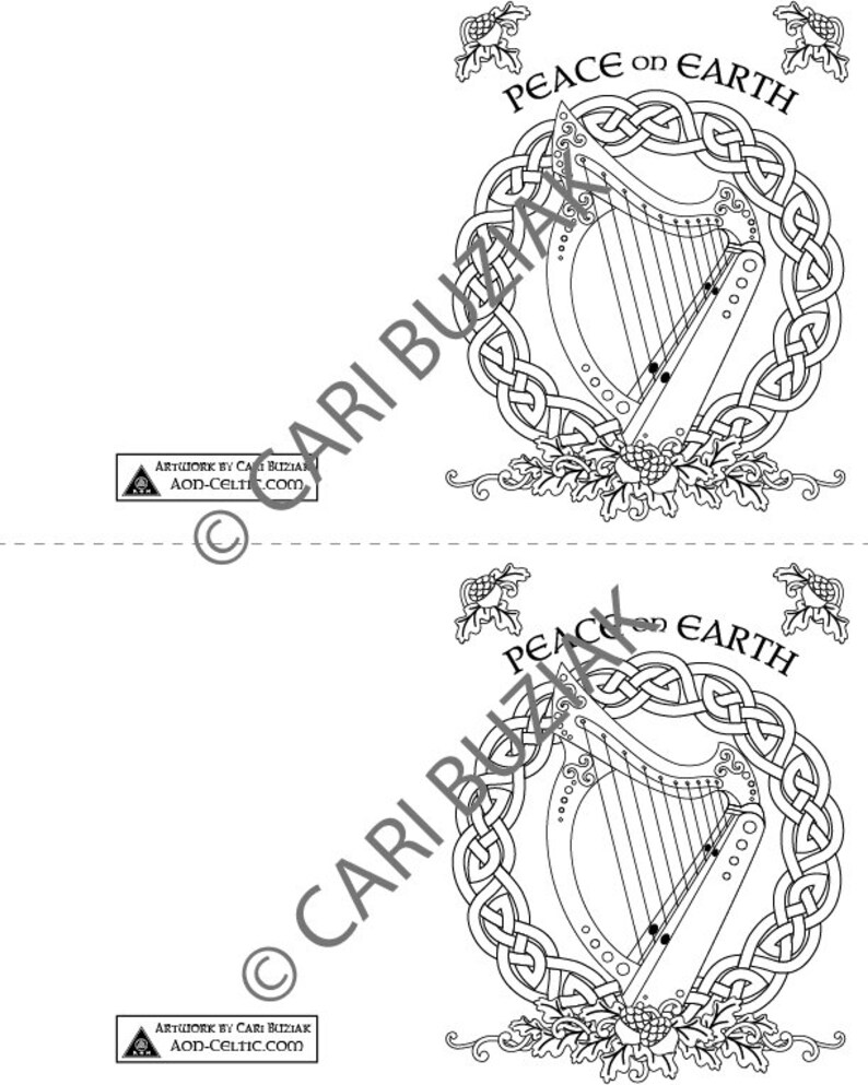 coloring card Celtic Pax Noel