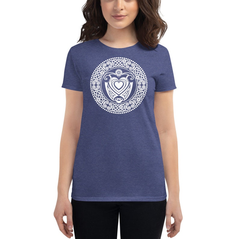 CELTIC KNOT Daisy and Hearts Ladies Fitted T-Shirt image 6