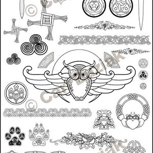 CELTIC Clipart Theme Pack Druid's Lore Scarlet & Green Pagan Designs INVITATIONS Wedding Love Stationary Knot Irish-Clip Art imagem 3