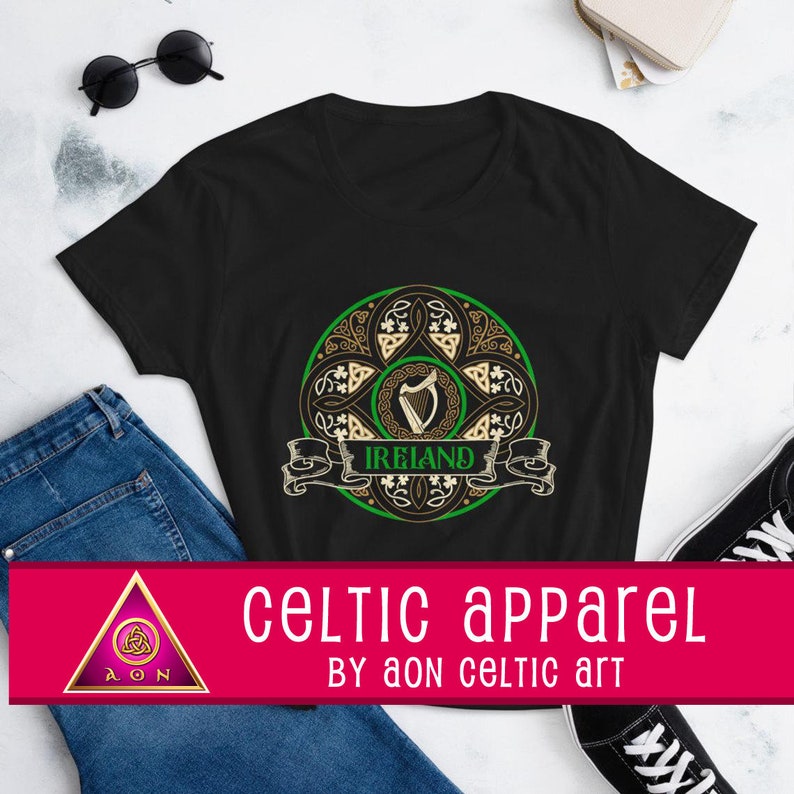 Vintage Ireland / CELTIC KNOT Emblem kelly green, Ladies Fashion Fit T-Shirt image 1