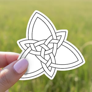 Celtic Vinyl Sticker, Trinity Knot, Bold White Lines (Laptop Decal)