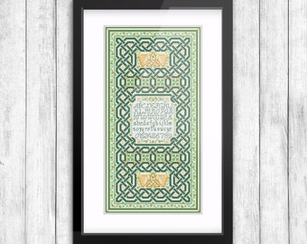 Irish Celtic Cross Stitch Pattern, Shamrock Border (Instant PDF Download)