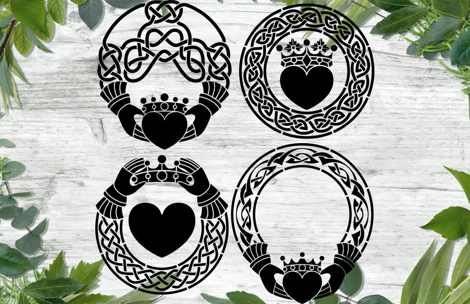 CELTIC STENCILS Claddagh Crests 2 Irish Cricut Etsy