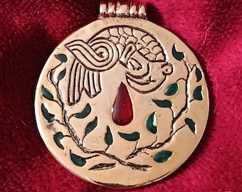 Pelican & Laurel Combination Medallion - cast bronze