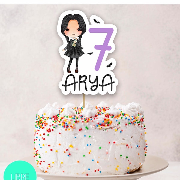 Wednesday Addams Personalized Printable Cake Topper, Wednesday Cake Topper Birthday Party Cake Topper DIGITAL file Merlina Miércoles