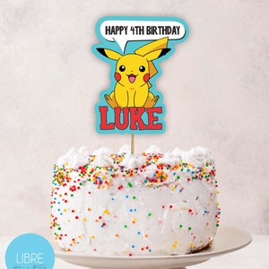 Pikachu  Personalized Printable Cake Topper, Pikachu Cake Topper Birthday Party Cake Topper DIGITAL file