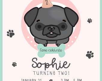 XqmarT Cartes D'anniversaire Imprimu00e9es Chien Carlin Mignon, Cartes Vierges, Carte De Vu0153ux Avec Enveloppes, Carte De Remerciement Pour Toutes Les Occasions