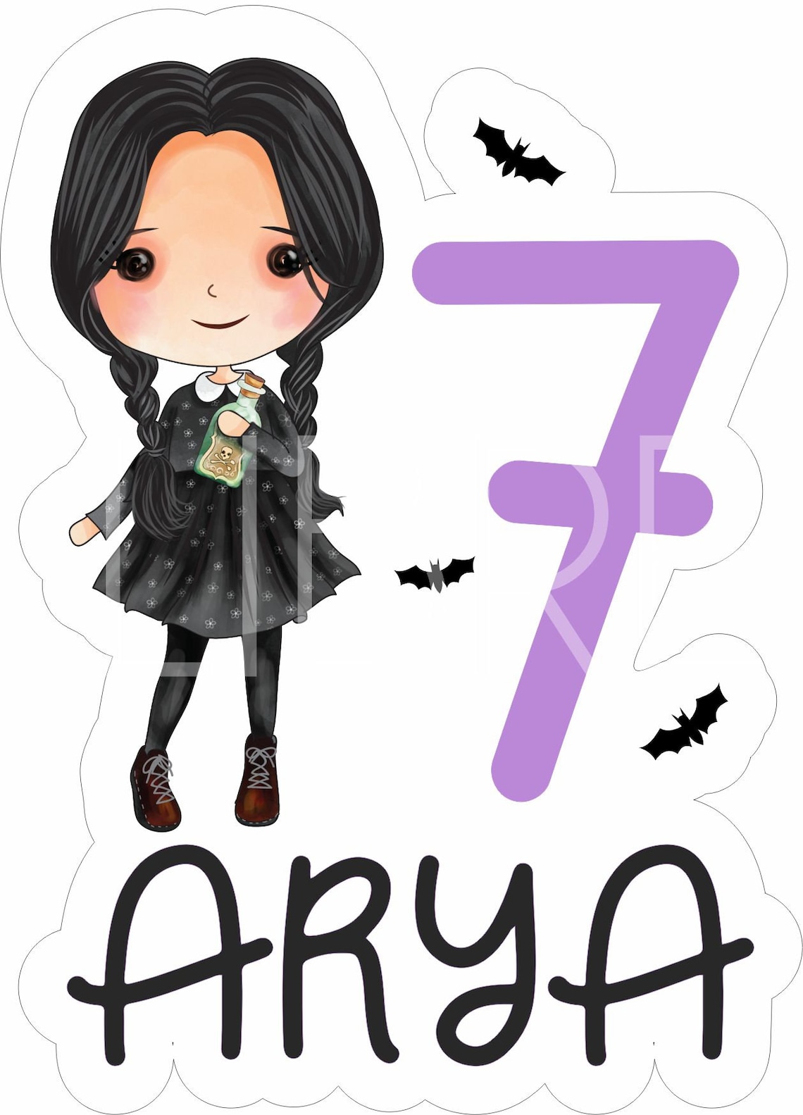 Wednesday Addams Personalized Printable Cake Topper Wednesday Etsy