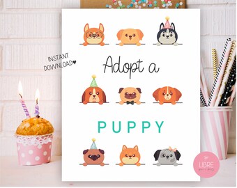 Adopt A Puppy Sign: Pet Birthday Party Decor (digital Download) - Etsy