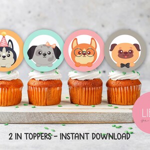 Welpen Cupcake Toppers: Adopt a Dog Birthday Party (JPG, PDF)