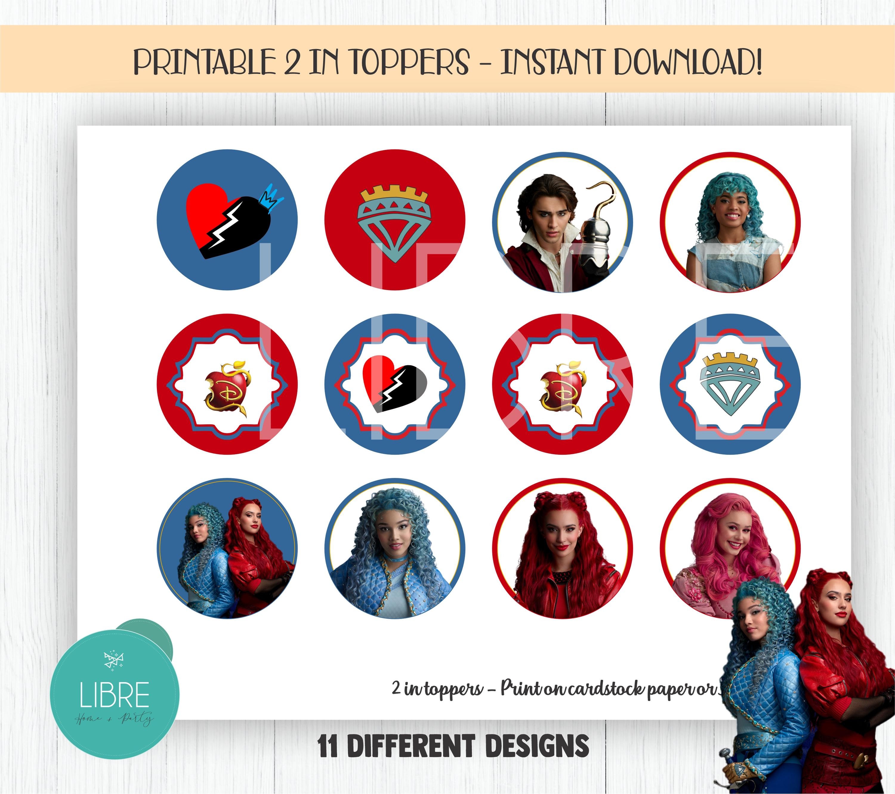 Printable Descendants the Rise of Red 2 IN Toppers
