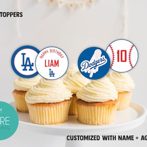 Printable Customized LA Dodgers Birthday Cupcake Toppers | Dodgers Party | LA Dodgers |