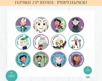 Owl House Birthday Cupcake Toppers: 2in Printable Party Decoration (Instant Download)