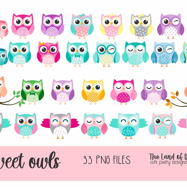 Cute Owls Clipart - Etsy