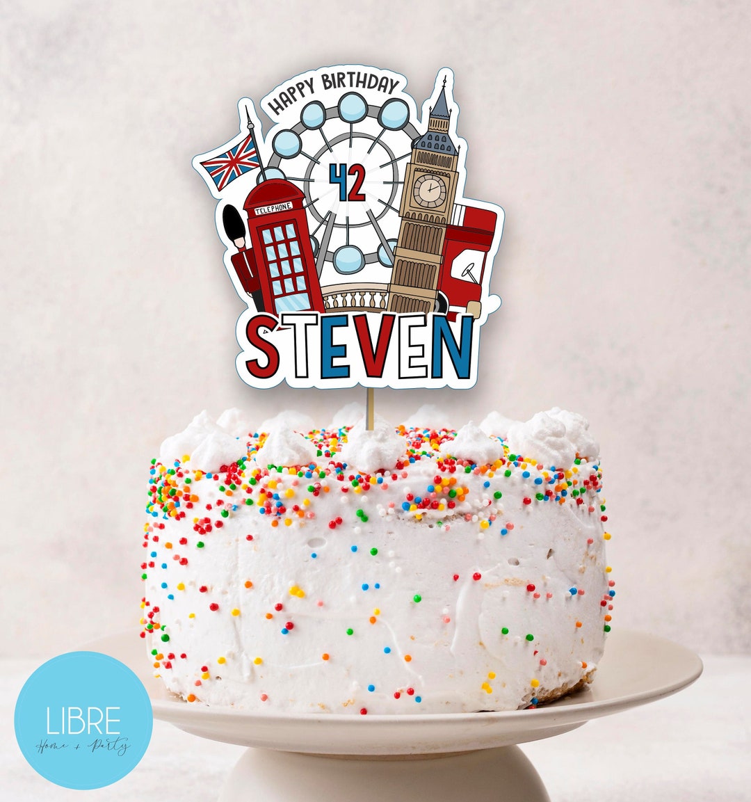 London British Printable Cake Topper, Party Decor UK Party, London