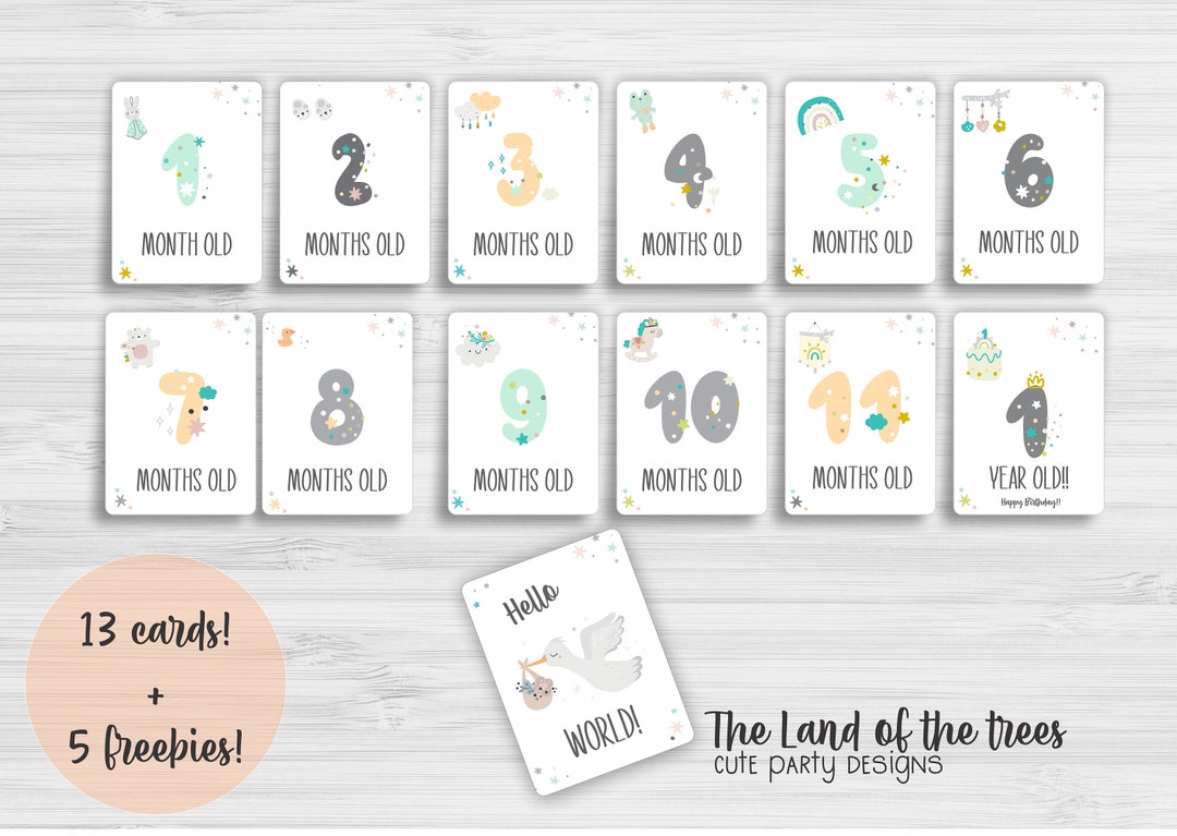 Baby Month Cards . Gender Neutral Milestone Cards . Baby Milestone ...