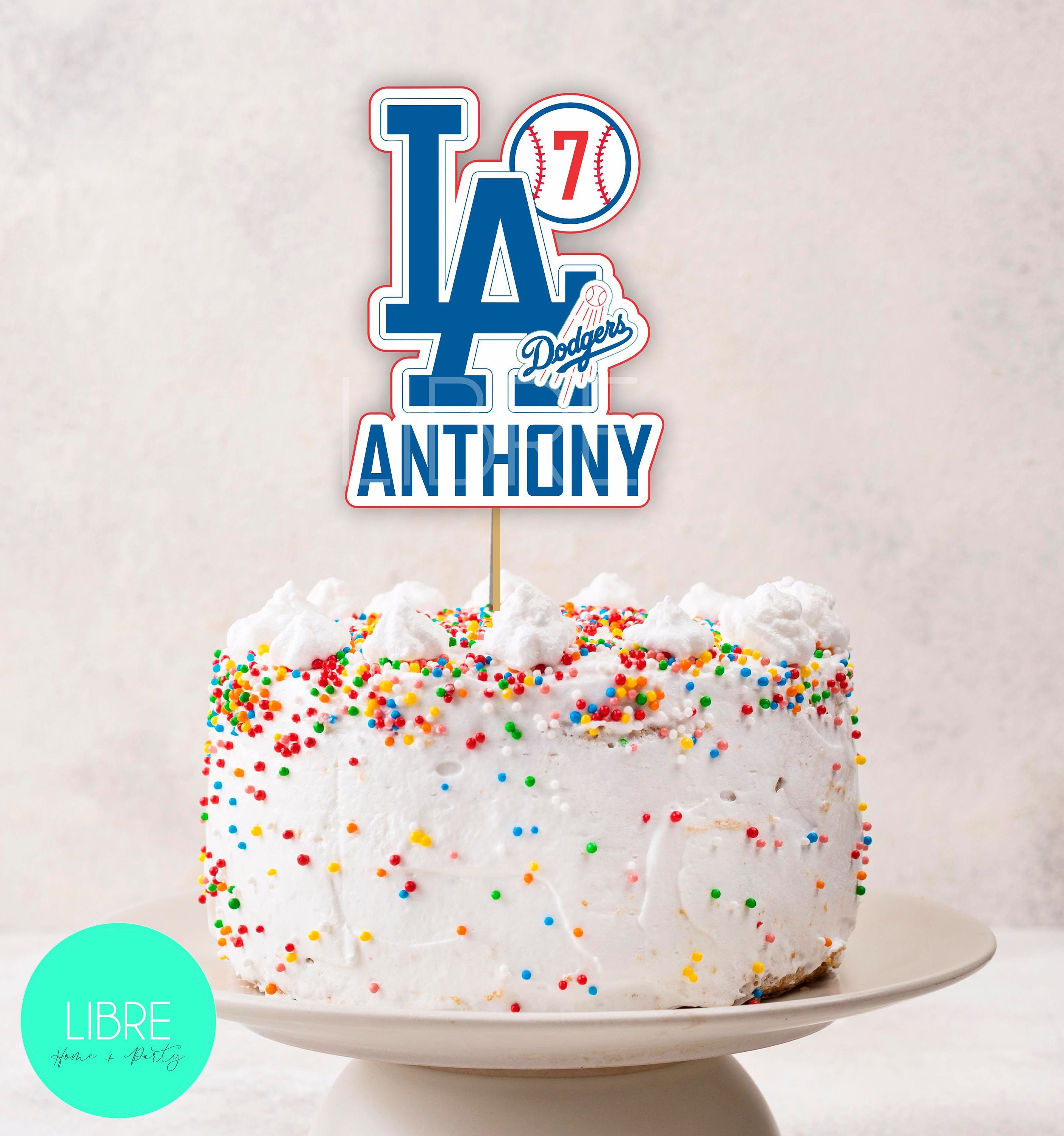 LA Dodgers Cake Topper Centerpiece Dodgers Digital Cake Etsy