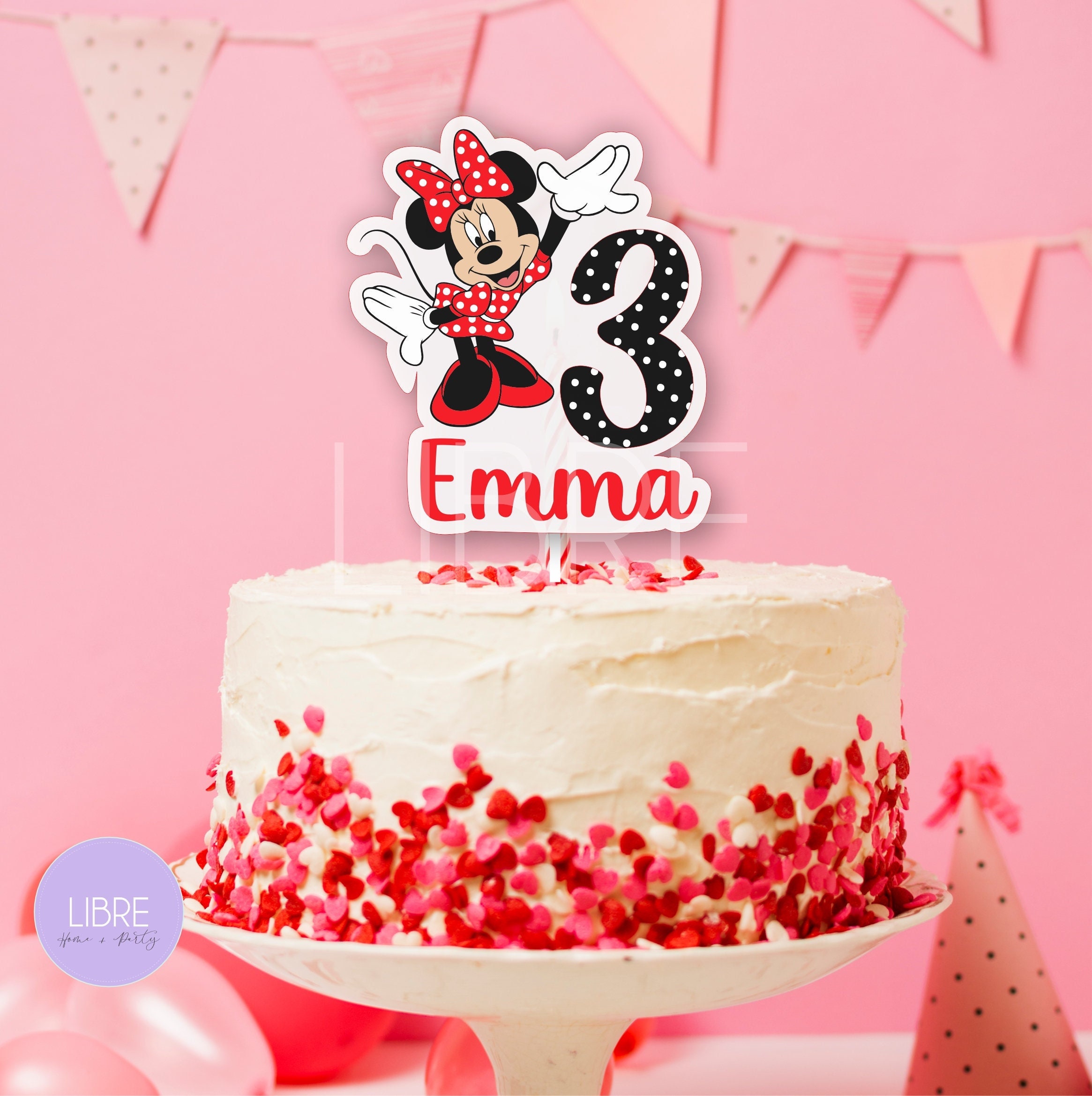 Printable MINNIE MOUSE Pink Birthday Cake Toppers. Party -  Portugal