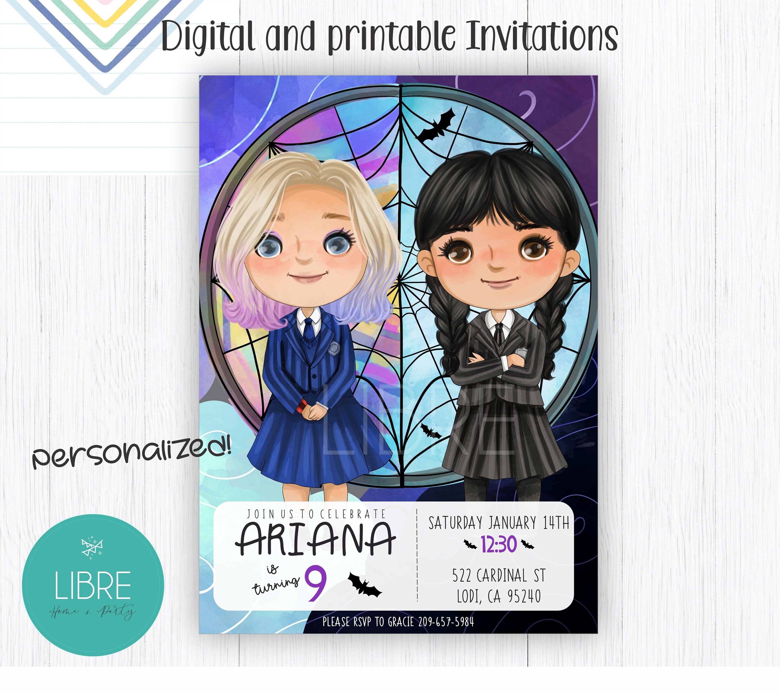 Mi rcoles Addams Invitaci n Digital E Imprimible Mi rcoles Addams 