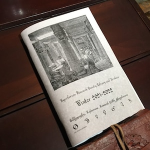 May include: A black and white illustration of a building with columns and arches. The text "Hyperborean Research Society Library and Archives" is printed on the page. The text "Winter 2021-2022" is printed below the title. The text "Bibliography, References, Research Guide Supplement" is printed below the date. The text "Les incorruptibles" is printed at the bottom of the page.