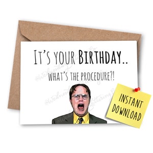 Biglietto di compleanno per l'ufficio, biglietto stampabile, citazione di Dwight in ufficio, Dwight Meme, Dwight Schrute, regalo di compleanno di The Office, Michael Scott, fan dell'ufficio