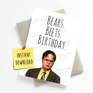 The Office Birthday Card, Printable Card, Office Dwight Quote, Bears Beets, Dwight Schrute, The Office B-day gift, Michael Scott, Office Fan